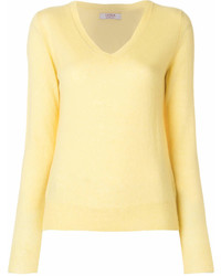 Женский желтый свитер с v-образным вырезом