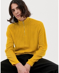 Мужской желтый свитер с воротником на молнии от ASOS DESIGN