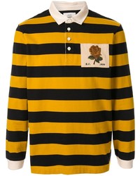 Мужской желтый свитер с воротником поло в горизонтальную полоску от Kent & Curwen