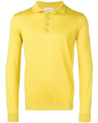 Мужской желтый свитер с воротником поло от Laneus