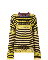 Женский желтый свитер с круглым вырезом в горизонтальную полоску от Calvin Klein 205W39nyc