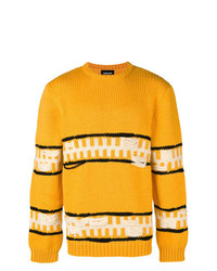Мужской желтый свитер с круглым вырезом в горизонтальную полоску от Calvin Klein 205W39nyc