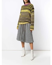 Женский желтый свитер с круглым вырезом в горизонтальную полоску от Calvin Klein 205W39nyc