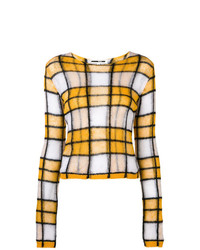 Женский желтый свитер с круглым вырезом в клетку от McQ Alexander McQueen