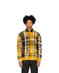 Мужской желтый свитер с круглым вырезом в клетку от Versace