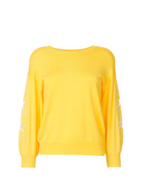 Женский желтый свитер с круглым вырезом с вышивкой от GUILD PRIME