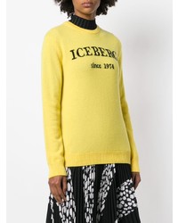 Женский желтый свитер с круглым вырезом с принтом от Iceberg