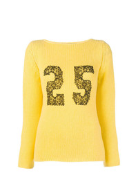 Женский желтый свитер с круглым вырезом с принтом от Ermanno Scervino