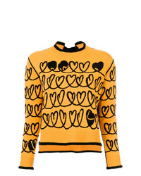 Женский желтый свитер с круглым вырезом с принтом от Fendi