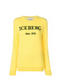 Женский желтый свитер с круглым вырезом с принтом от Iceberg