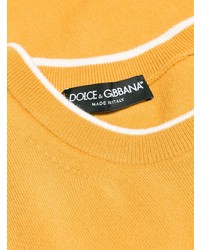Мужской желтый свитер с круглым вырезом с принтом от Dolce & Gabbana