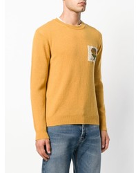 Мужской желтый свитер с круглым вырезом с принтом от Kent & Curwen
