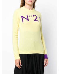 Женский желтый свитер с круглым вырезом с принтом от N°21