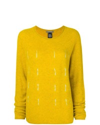 Женский желтый свитер с круглым вырезом с принтом от Suzusan