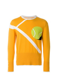 Мужской желтый свитер с круглым вырезом с принтом от Thom Browne