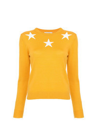 Желтый свитер с круглым вырезом со звездами