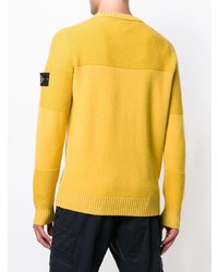 Мужской желтый свитер с круглым вырезом от Stone Island