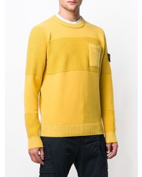 Мужской желтый свитер с круглым вырезом от Stone Island