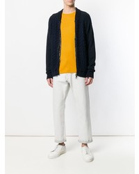 Мужской желтый свитер с круглым вырезом от Laneus