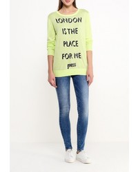 Женский желтый свитер с круглым вырезом от Guess Jeans