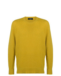Мужской желтый свитер с круглым вырезом от Maison Flaneur