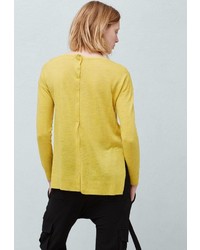 Женский желтый свитер с круглым вырезом от Mango