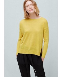 Женский желтый свитер с круглым вырезом от Mango