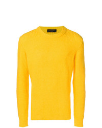 Мужской желтый свитер с круглым вырезом от Roberto Collina
