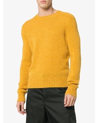 Мужской желтый свитер с круглым вырезом от Prada