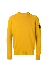 Мужской желтый свитер с круглым вырезом от Stone Island