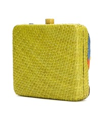 Желтый соломенный клатч с вышивкой от Serpui