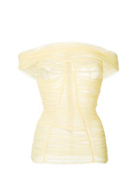 Желтый топ с открытыми плечами со складками от Dolce & Gabbana