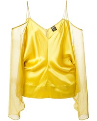 Желтый топ с открытыми плечами от Jean Paul Gaultier