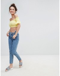 Желтый укороченный топ от Pull&Bear