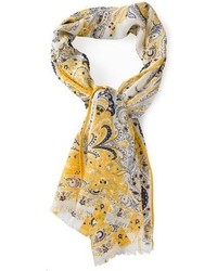 Женский желтый шарф с "огурцами" от Etro