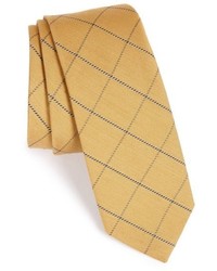 Желтый шелковый галстук в клетку