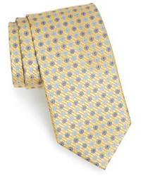 Желтый шелковый галстук с геометрическим рисунком