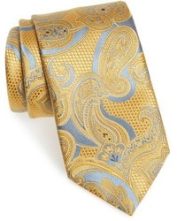 Желтый шелковый галстук с "огурцами"