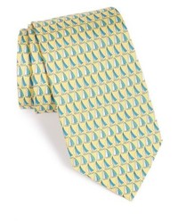 Желтый шелковый галстук с принтом