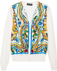 Желтый шелковый кардиган с принтом