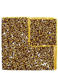 Желтый шелковый нагрудный платок с цветочным принтом