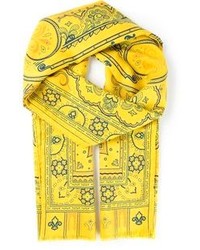 Женский желтый шелковый шарф с принтом от Etro