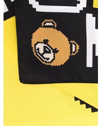 Мужской желтый шелковый шарф с принтом от Moschino