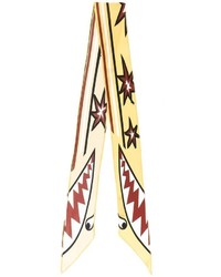 Женский желтый шелковый шарф с принтом