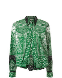 Зеленая блуза на пуговицах с "огурцами"