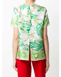 Зеленая блуза с коротким рукавом с цветочным принтом от P.A.R.O.S.H.