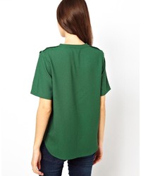 Зеленая блуза с коротким рукавом от Max C