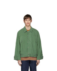 Зеленая вельветовая куртка-рубашка