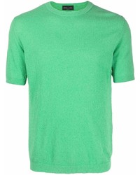 Мужская зеленая вязаная футболка с круглым вырезом от Roberto Collina