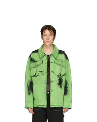 Мужская зеленая джинсовая куртка с принтом тай-дай от Feng Chen Wang